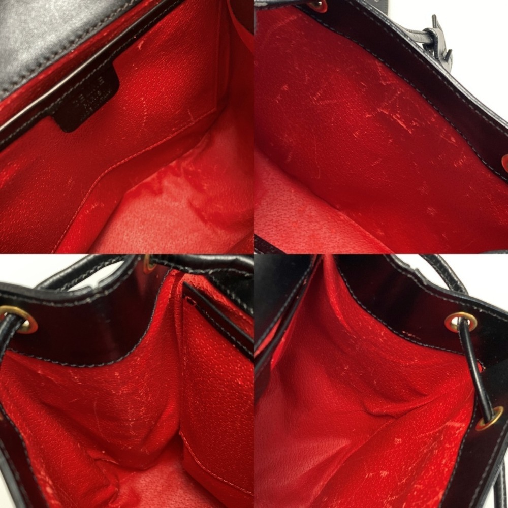 Celine logo Crocodile black leather backpack drawstring closure - Picture 5 of 8